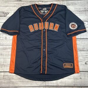 Auburn Tigers Stitched Colosseum Baseball Jersey Size Men's XXL Button Up Blue